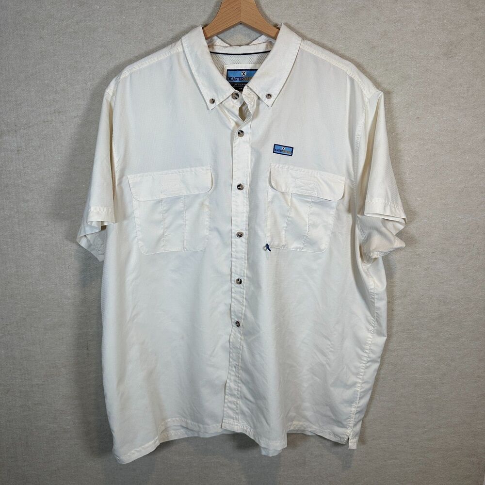 XCaster Outdoor UPF Fishing Shirt Mens XXL White Short Sleeve Vented